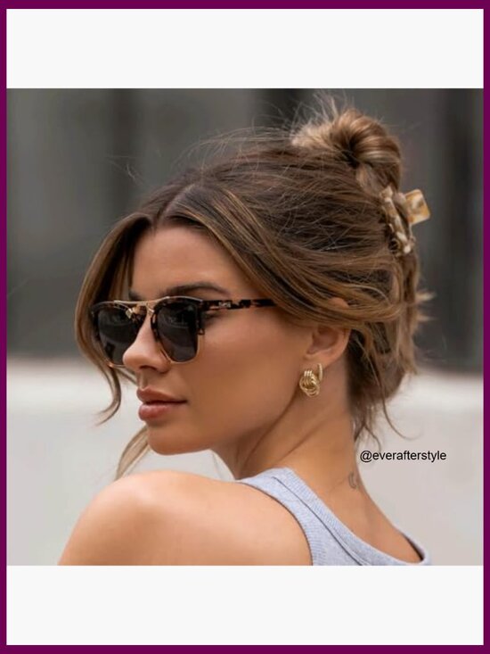 Oversized Square Polarized Sunglasses with Acetate Frame and Metal Bridge